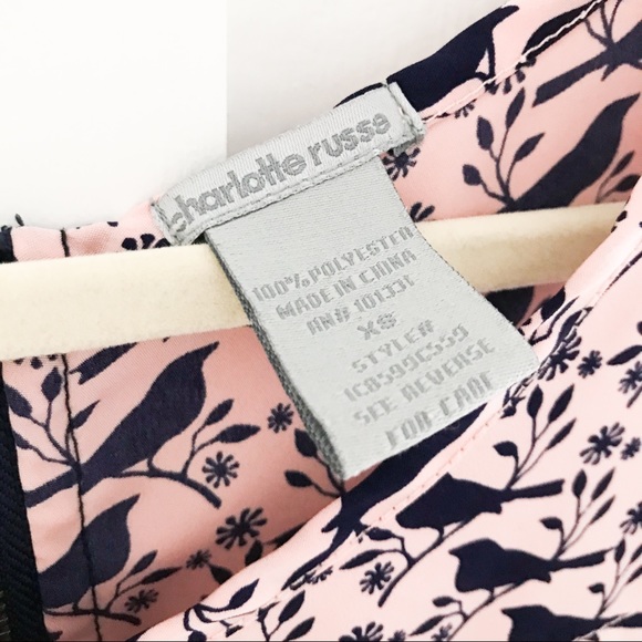 Pink and navy bird print top - Picture 3 of 3